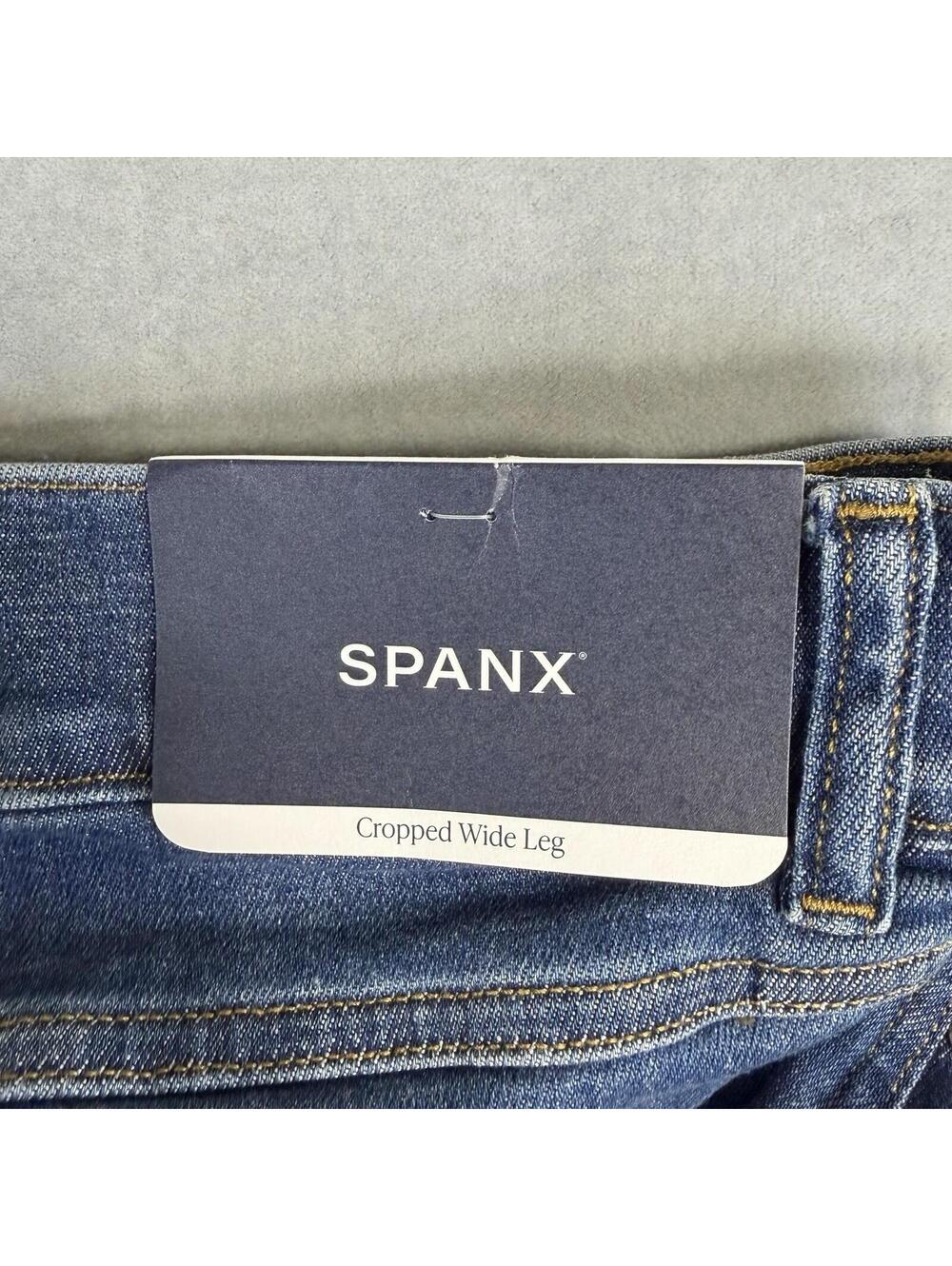Spanx Crop Wide Leg Jeans Women's XL Petite Blue Medium Wash Denim NWT - Picture 8 of 10